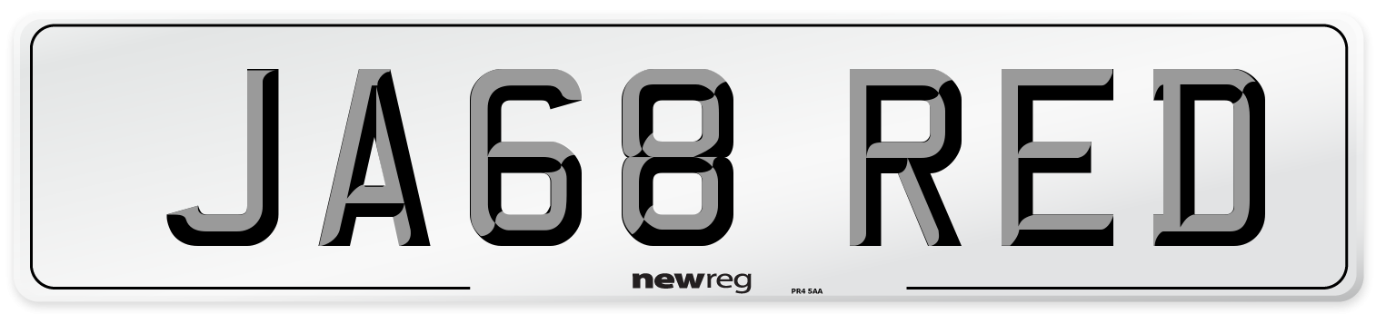 JA68 RED Number Plate from New Reg